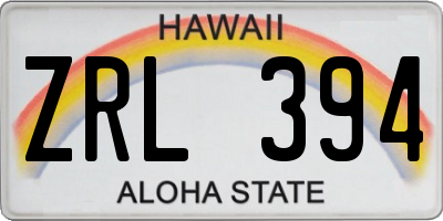 HI license plate ZRL394
