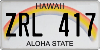 HI license plate ZRL417
