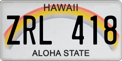 HI license plate ZRL418