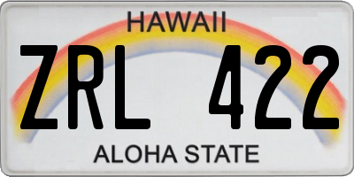 HI license plate ZRL422