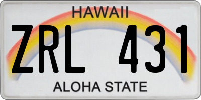 HI license plate ZRL431
