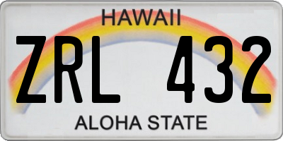 HI license plate ZRL432