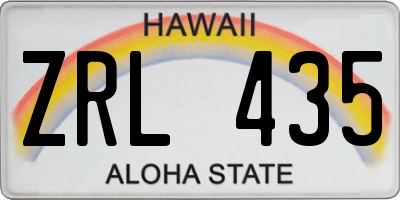 HI license plate ZRL435