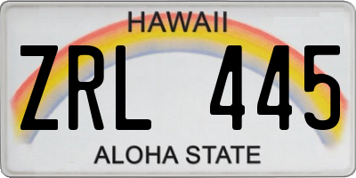 HI license plate ZRL445