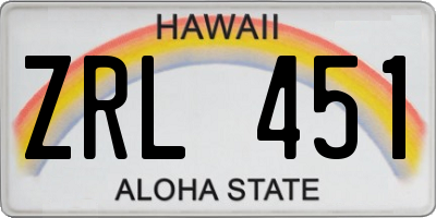 HI license plate ZRL451