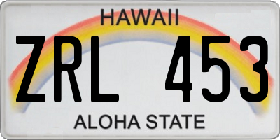 HI license plate ZRL453
