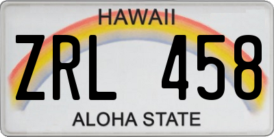 HI license plate ZRL458