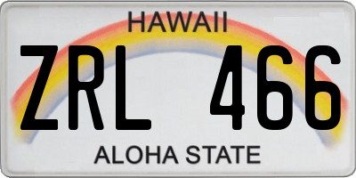 HI license plate ZRL466