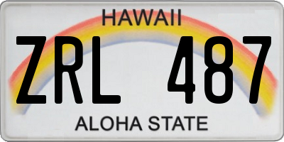 HI license plate ZRL487