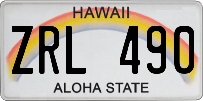 HI license plate ZRL490