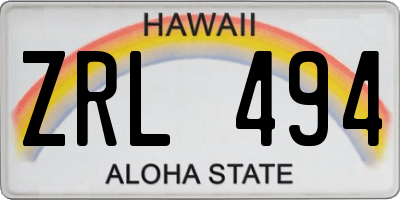 HI license plate ZRL494