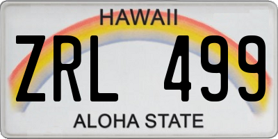 HI license plate ZRL499