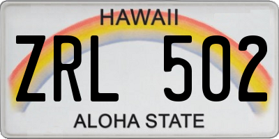 HI license plate ZRL502