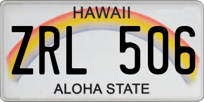 HI license plate ZRL506