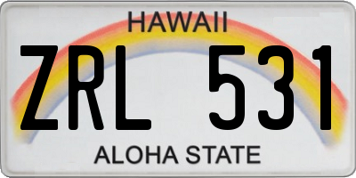 HI license plate ZRL531