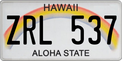 HI license plate ZRL537