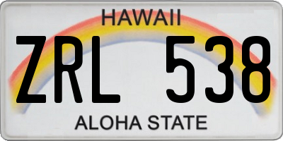HI license plate ZRL538