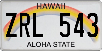 HI license plate ZRL543