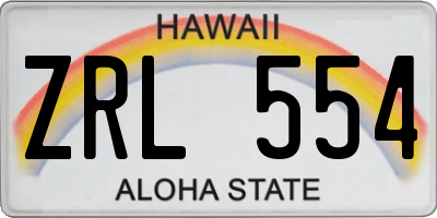 HI license plate ZRL554