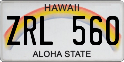 HI license plate ZRL560