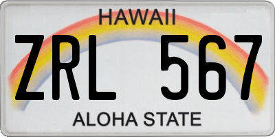 HI license plate ZRL567