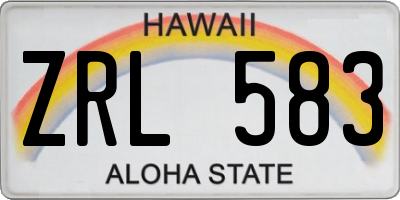 HI license plate ZRL583