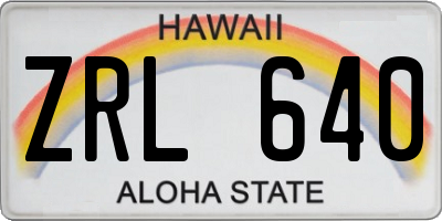 HI license plate ZRL640
