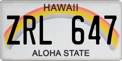 HI license plate ZRL647