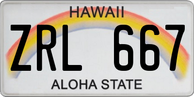 HI license plate ZRL667