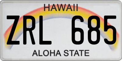 HI license plate ZRL685