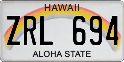 HI license plate ZRL694