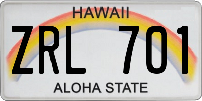 HI license plate ZRL701