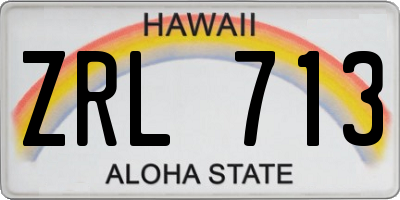 HI license plate ZRL713