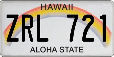 HI license plate ZRL721