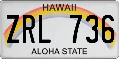 HI license plate ZRL736