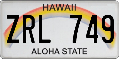 HI license plate ZRL749