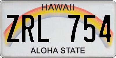 HI license plate ZRL754