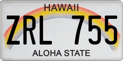 HI license plate ZRL755
