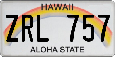 HI license plate ZRL757