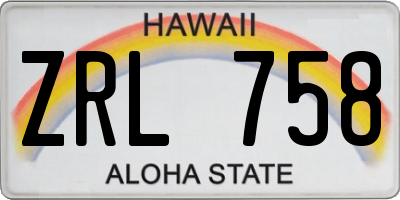 HI license plate ZRL758