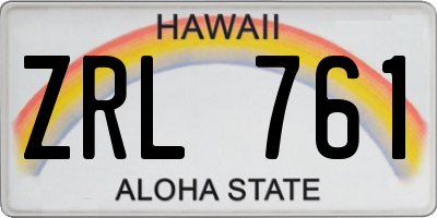 HI license plate ZRL761