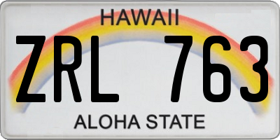 HI license plate ZRL763