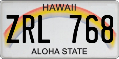 HI license plate ZRL768