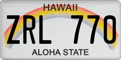 HI license plate ZRL770