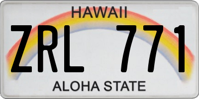 HI license plate ZRL771