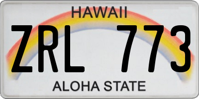 HI license plate ZRL773