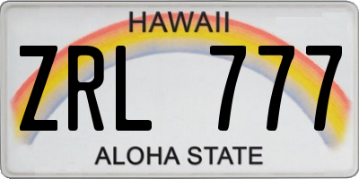 HI license plate ZRL777