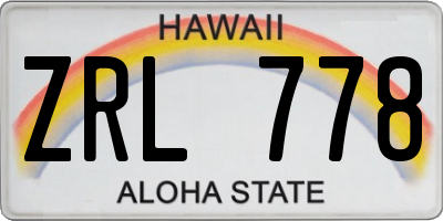 HI license plate ZRL778