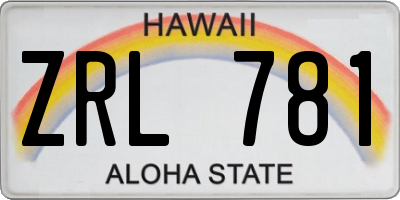 HI license plate ZRL781
