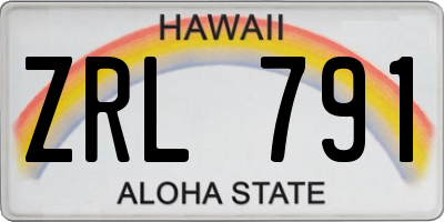 HI license plate ZRL791